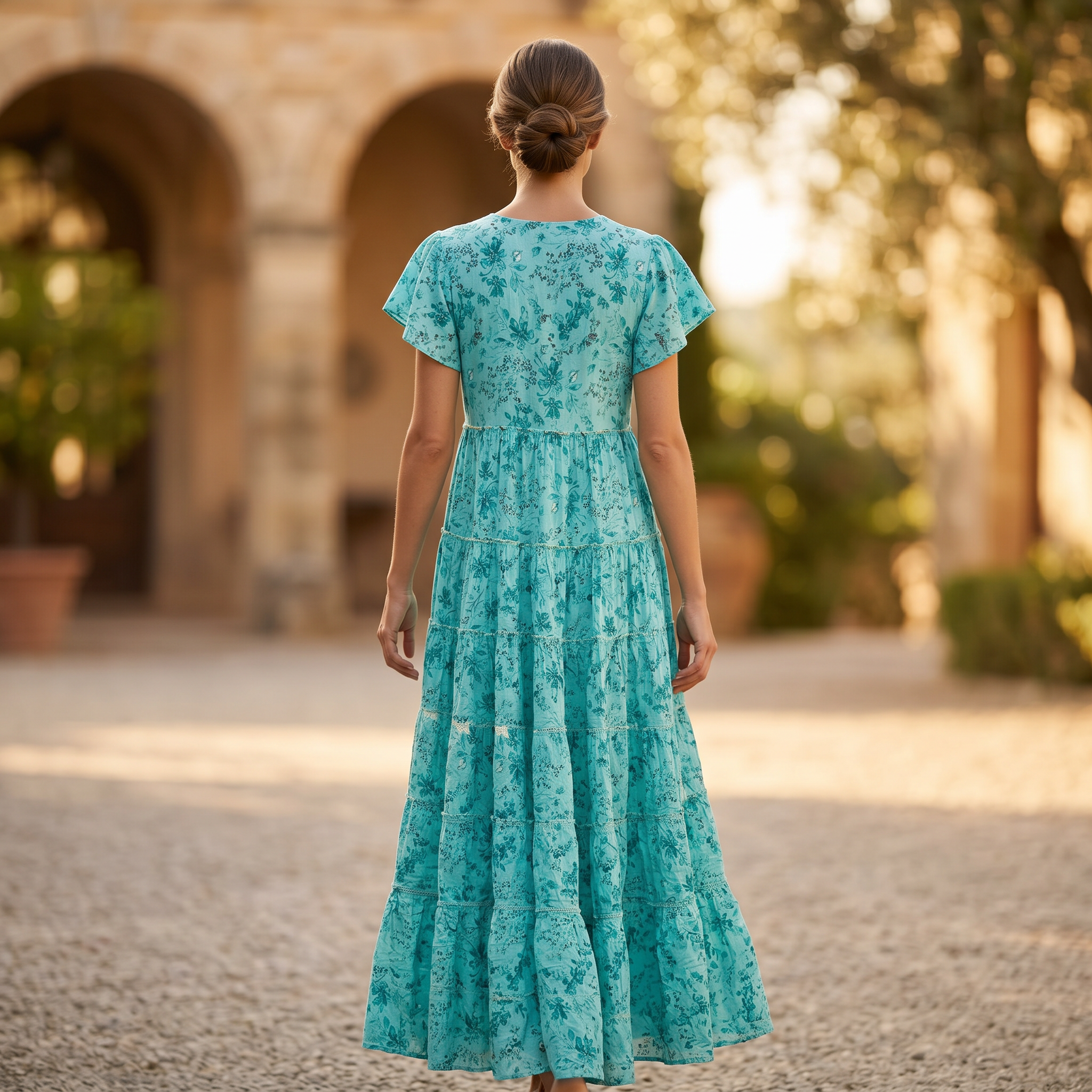 L-XL Qamar Printed Cotton Dress 57" Long Jalabiya RN 331