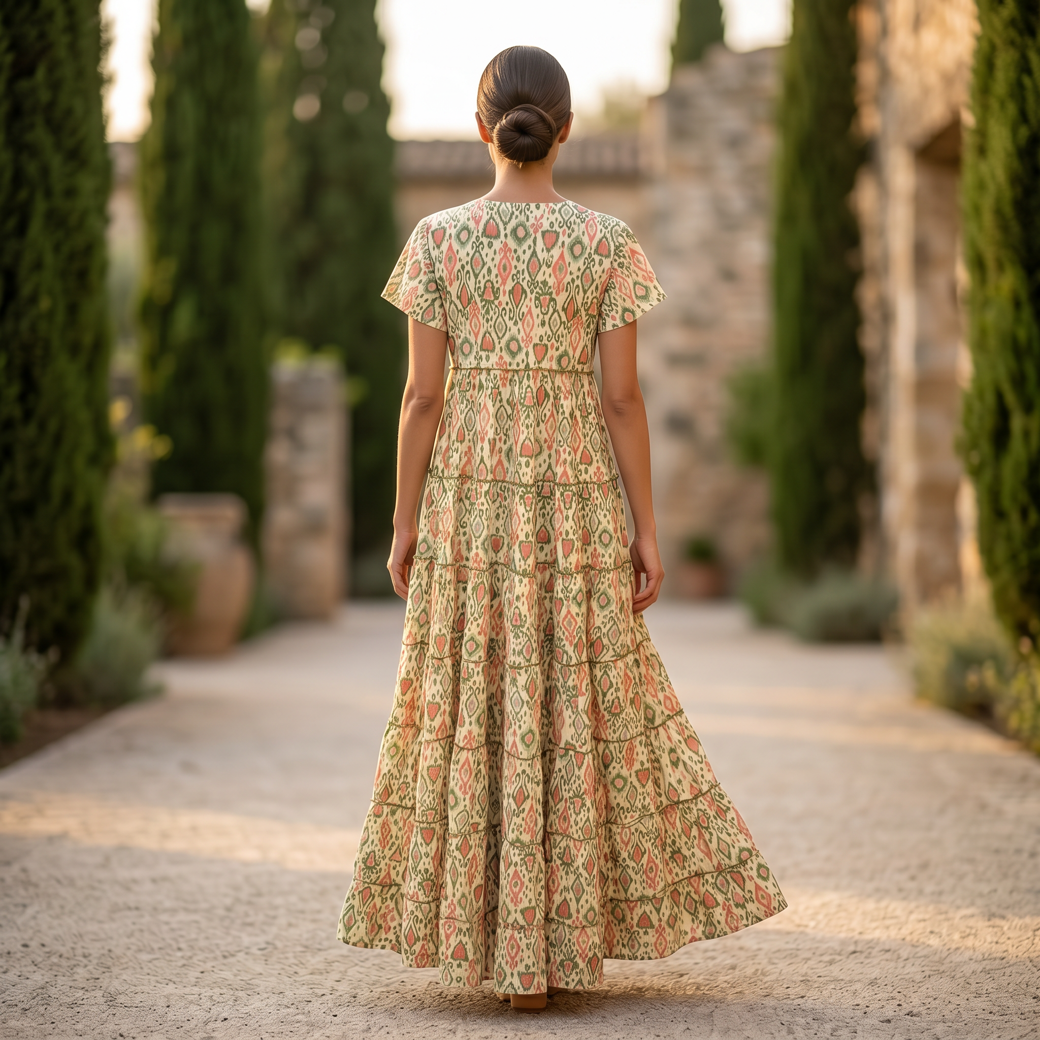 XS-S Qamar Printed Cotton Dress 54" Long Jalabiya RN 332