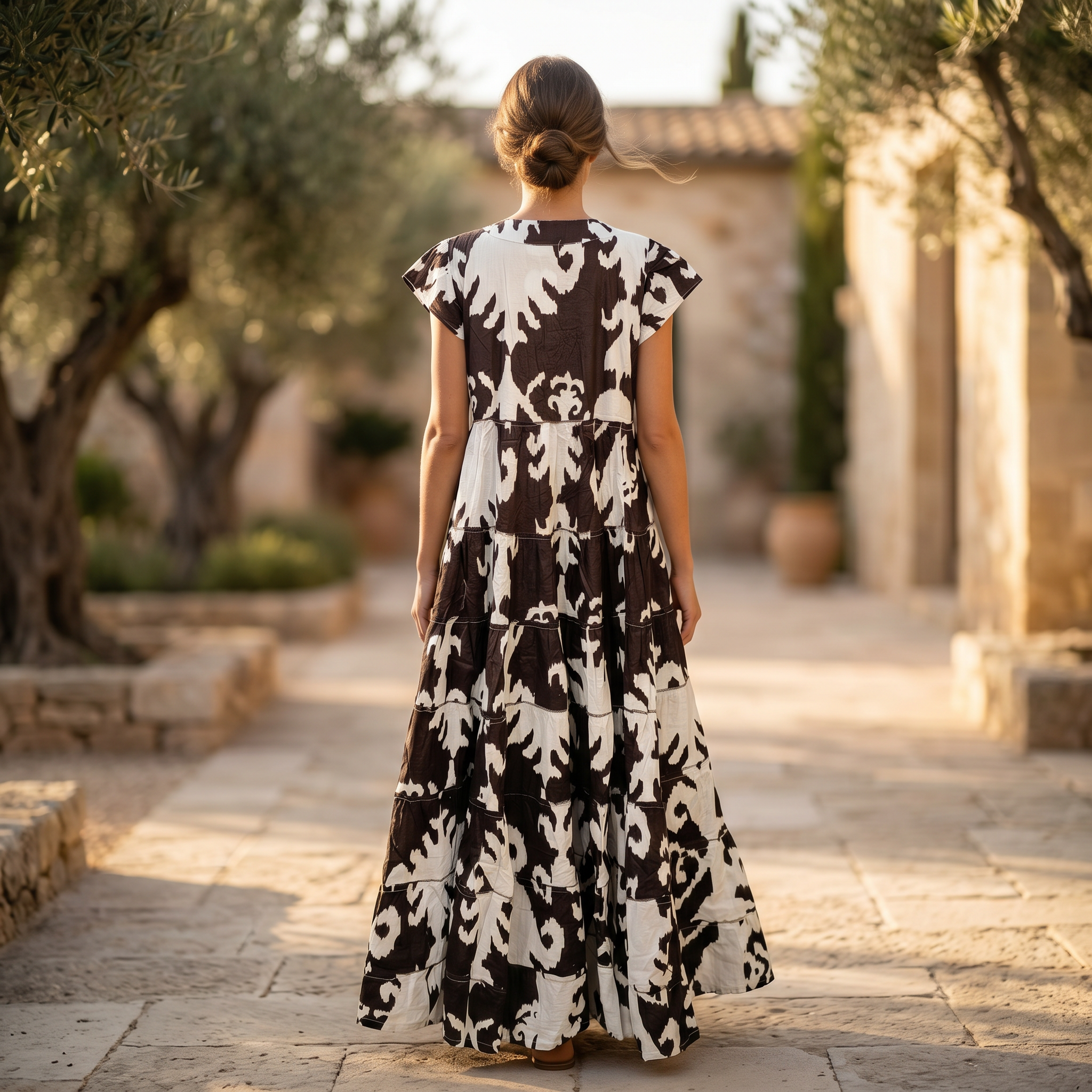 2XL-3XL Qamar Printed Cotton Dress 57" Long Jalabiya RN 334