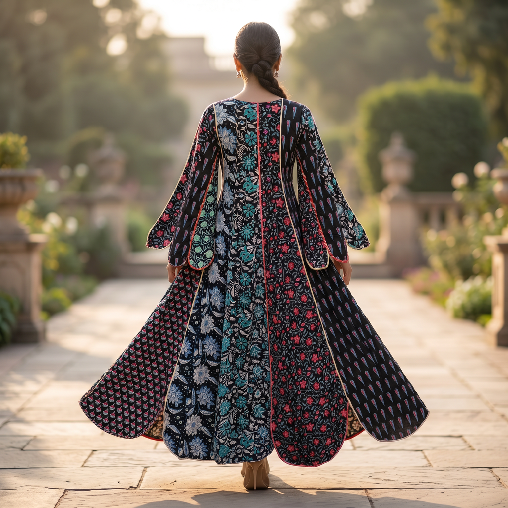XS/S Meher Printed Cotton Dress 54" Long Jalabiya RN 340
