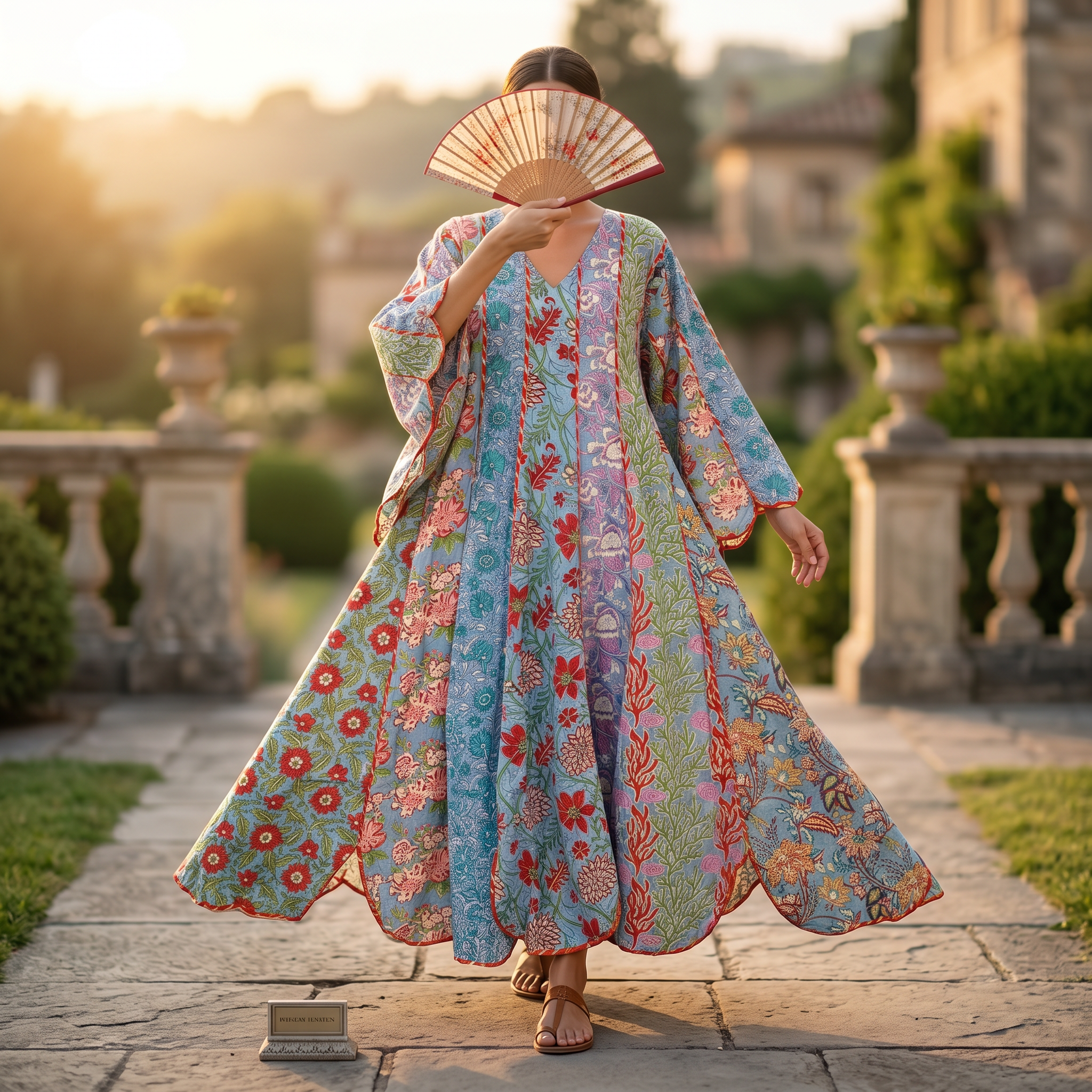 L/XL Meher Printed Cotton Dress 57" Long Jalabiya RN 342