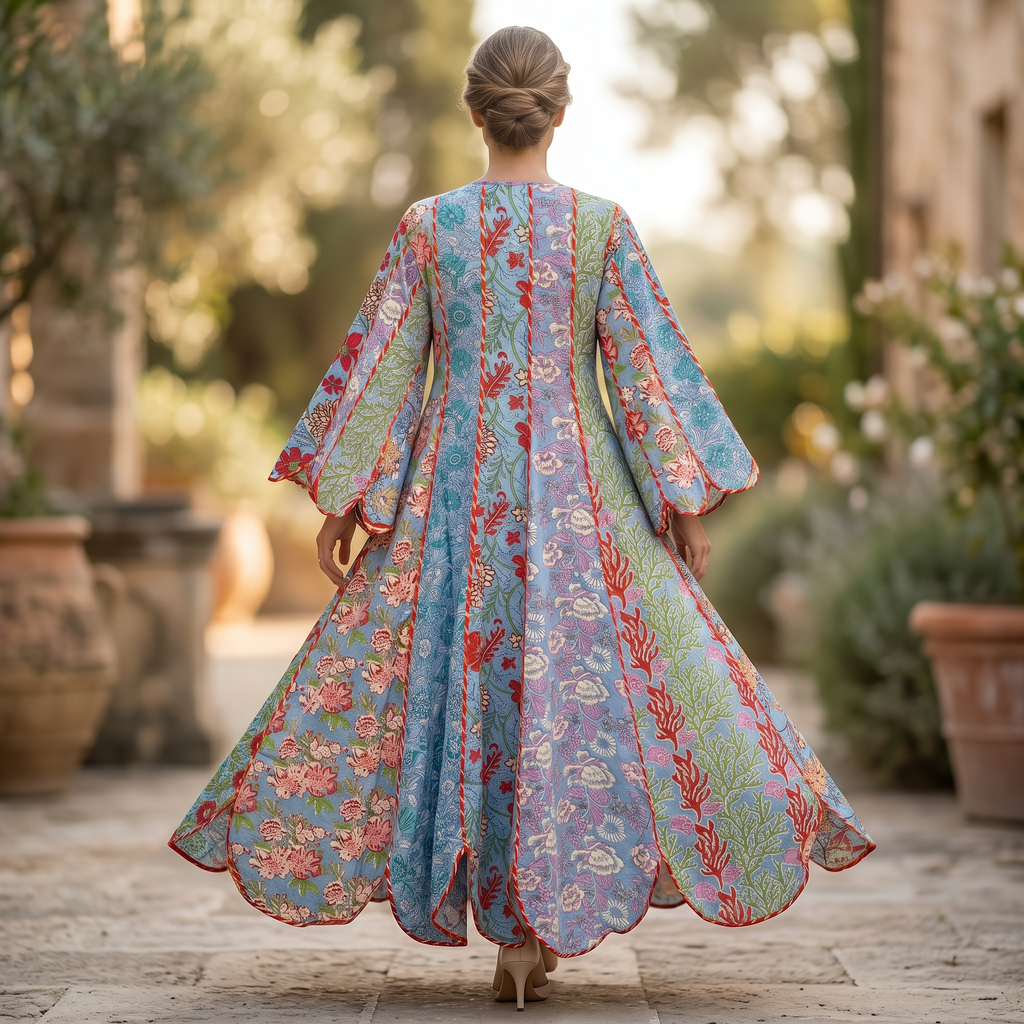 L/XL Meher Printed Cotton Dress 57" Long Jalabiya RN 342