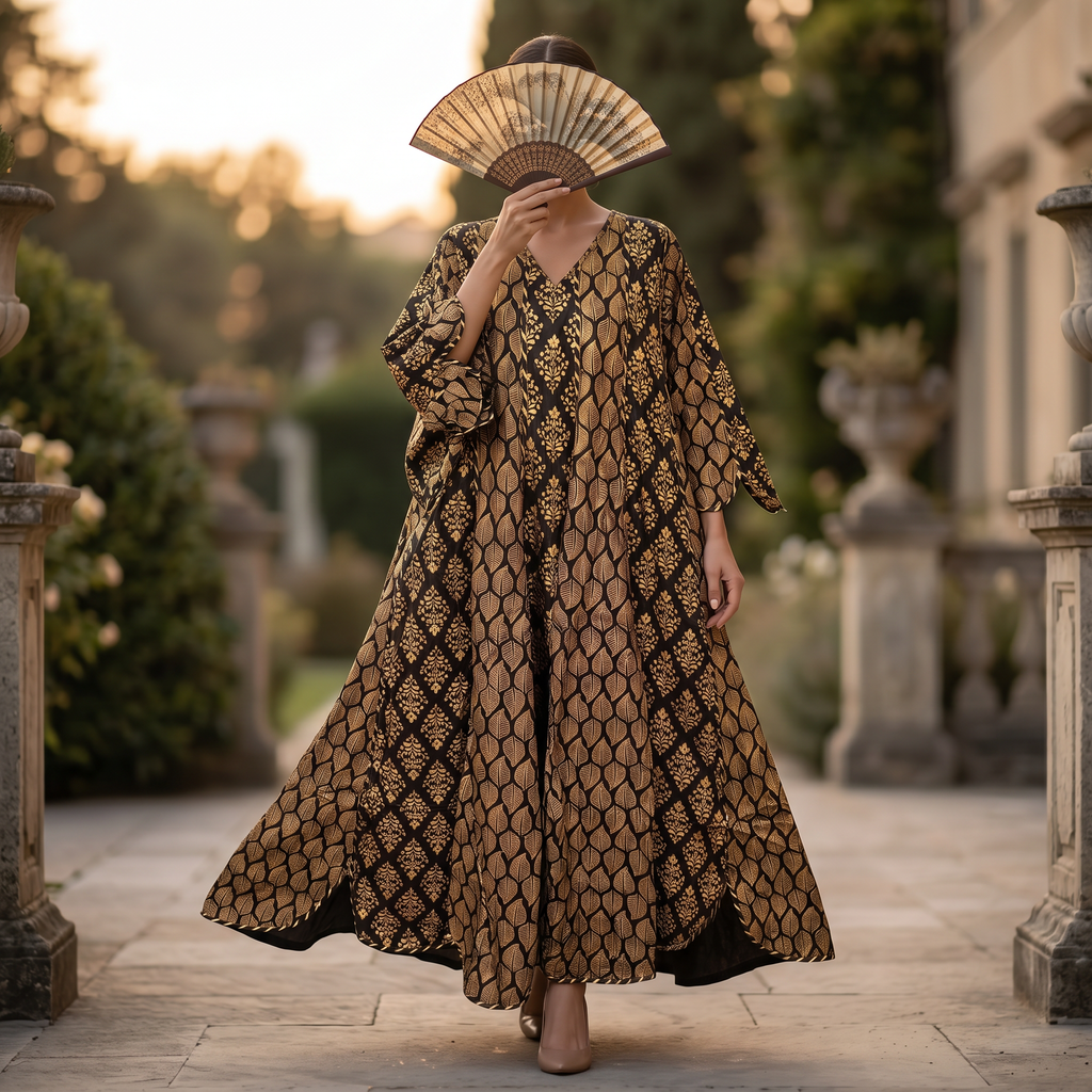L/XL Meher Printed Cotton Dress 57" Long Jalabiya RN 343