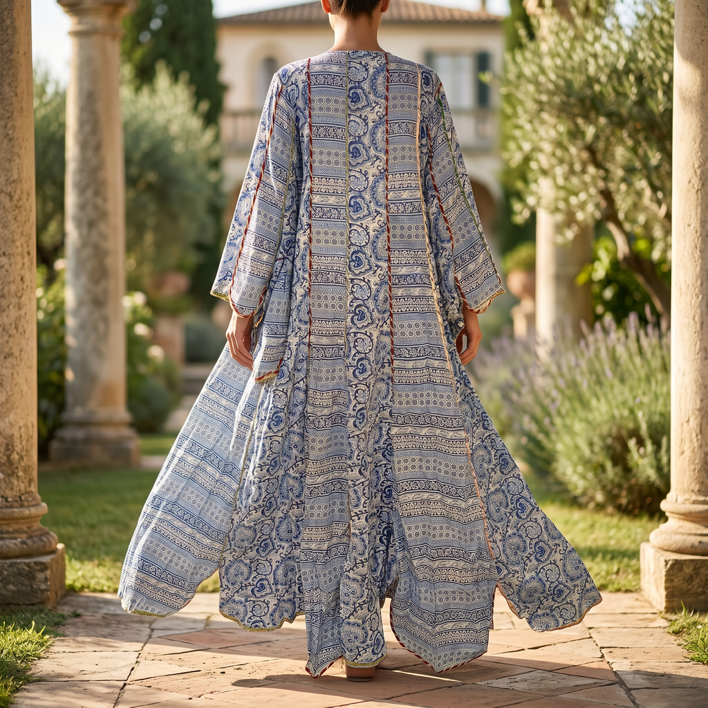 L/XL Meher Printed Cotton Dress 57" Long Jalabiya RN 344