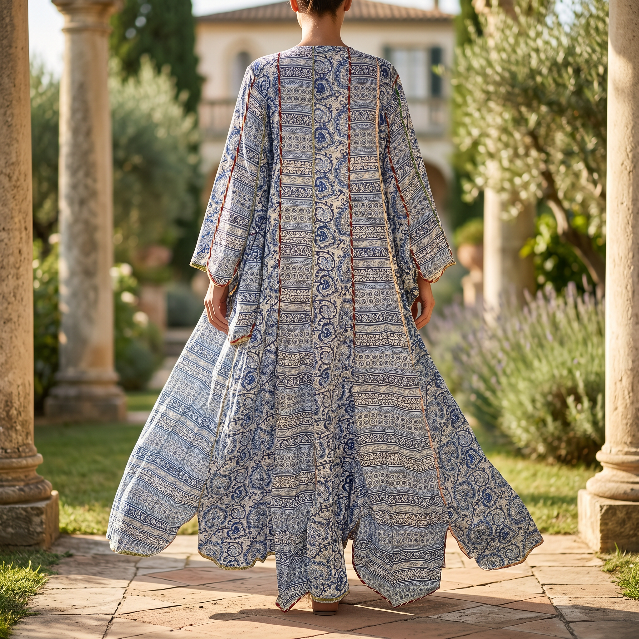 L/XL Meher Printed Cotton Dress 57" Long Jalabiya RN 344