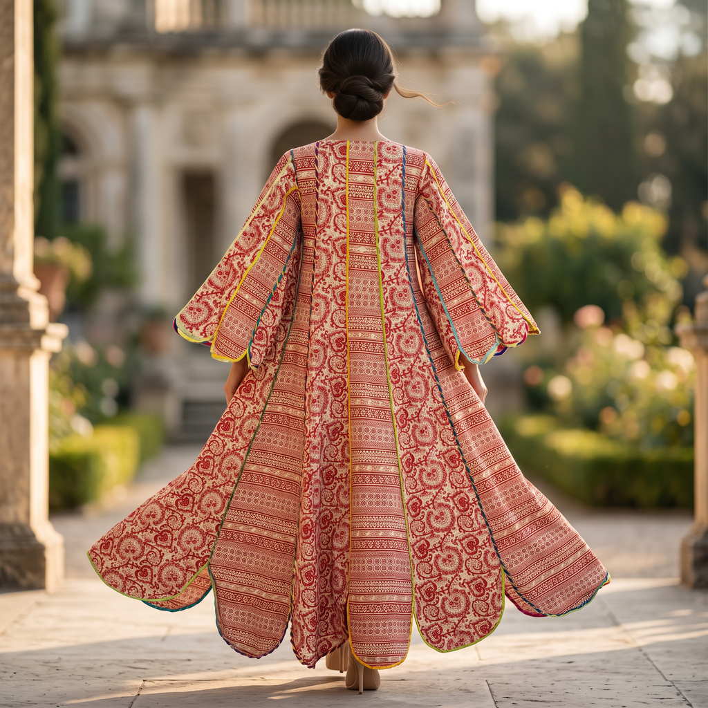 S/M Meher Printed Cotton Dress 57" Long Jalabiya RN 348