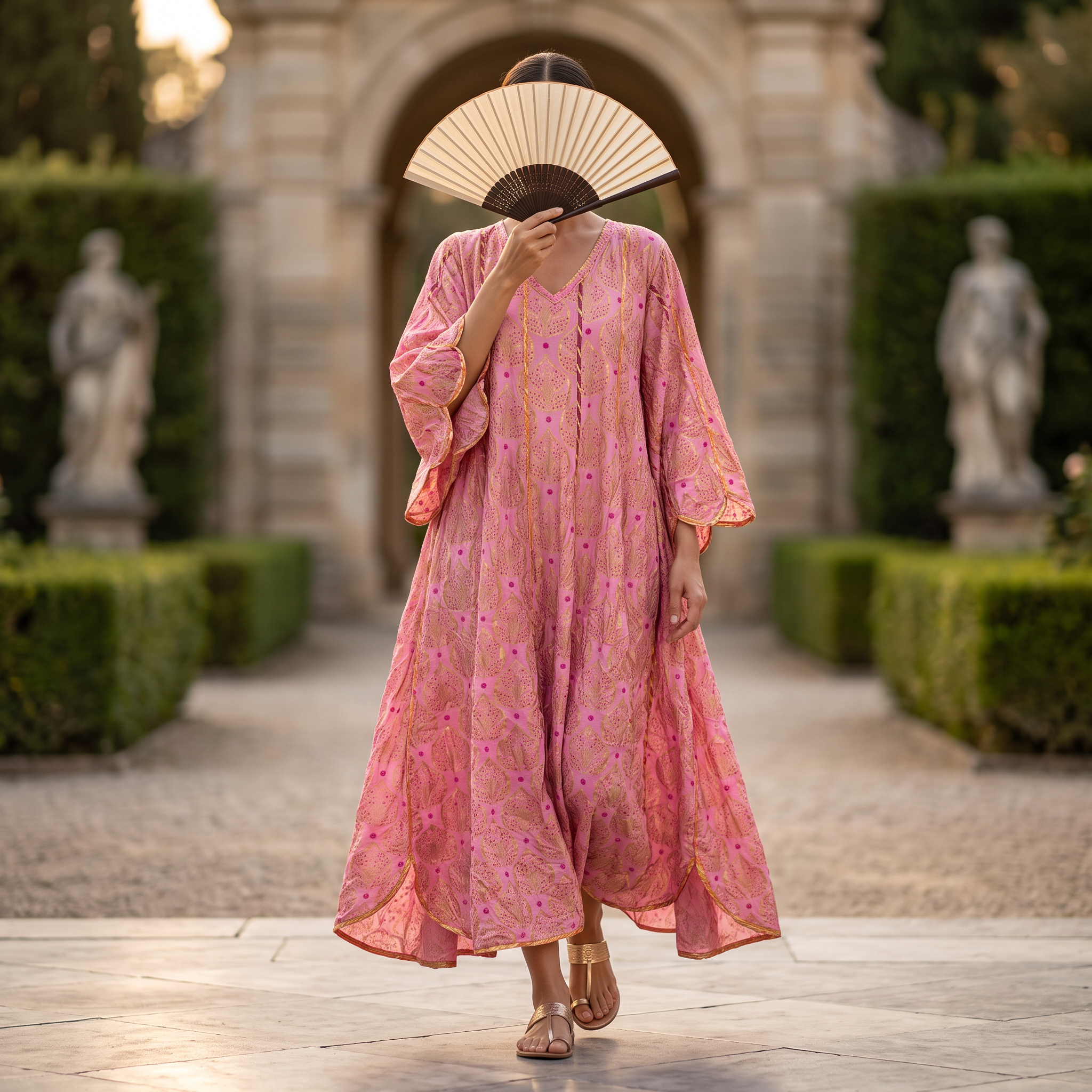 L-XL Meher Printed Cotton Dress 57" Long Jalabiya RN 349