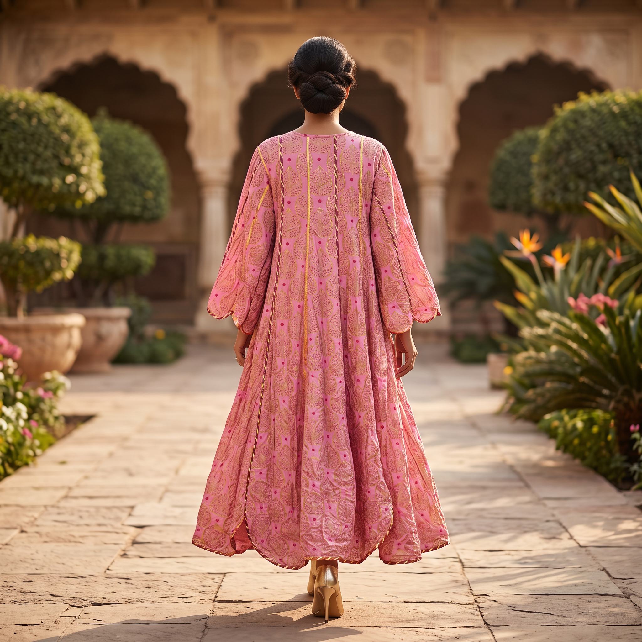 L-XL Meher Printed Cotton Dress 57" Long Jalabiya RN 349