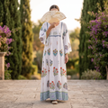 L-XL Meheq Printed Cotton Dress 57" Long Jalabiya RN 355