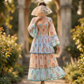 L-XL Rahima Printed Cotton Dress 57" Long Jalabiya RN 36