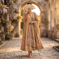 L-XL Priam Printed Cotton Dress 57" Long Jalabiya With Sheila RN 378