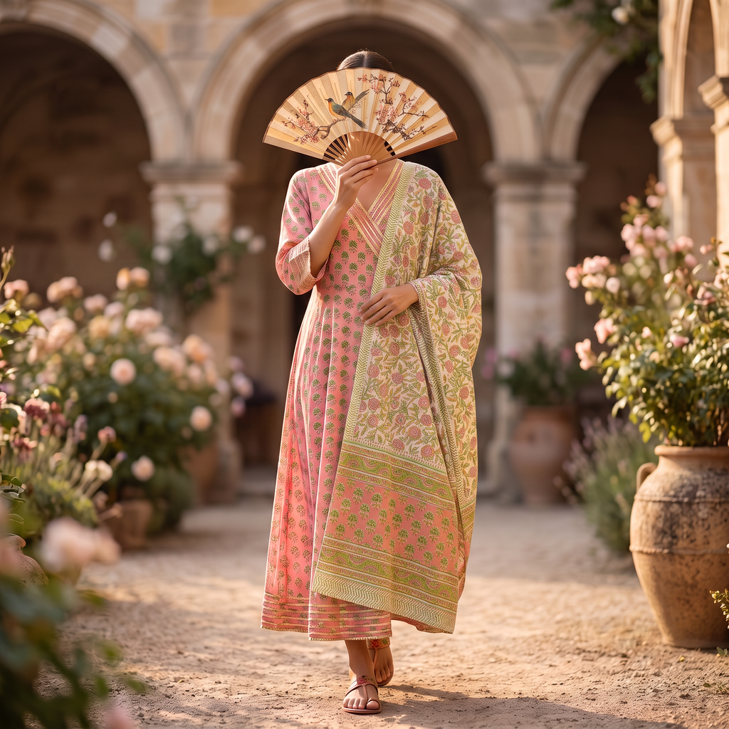 S/M Priam Printed Cotton Dress 57" Long Jalabiya With Sheila RN 383