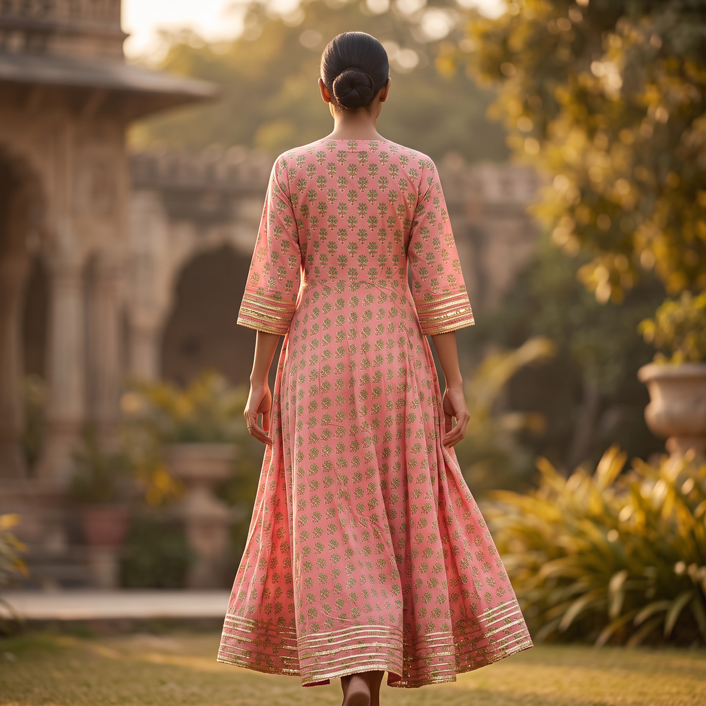 S/M Priam Printed Cotton Dress 57" Long Jalabiya With Sheila RN 383