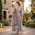 L-XL Priam Printed Cotton Dress 57" Long Jalabiya With Sheila RN 384