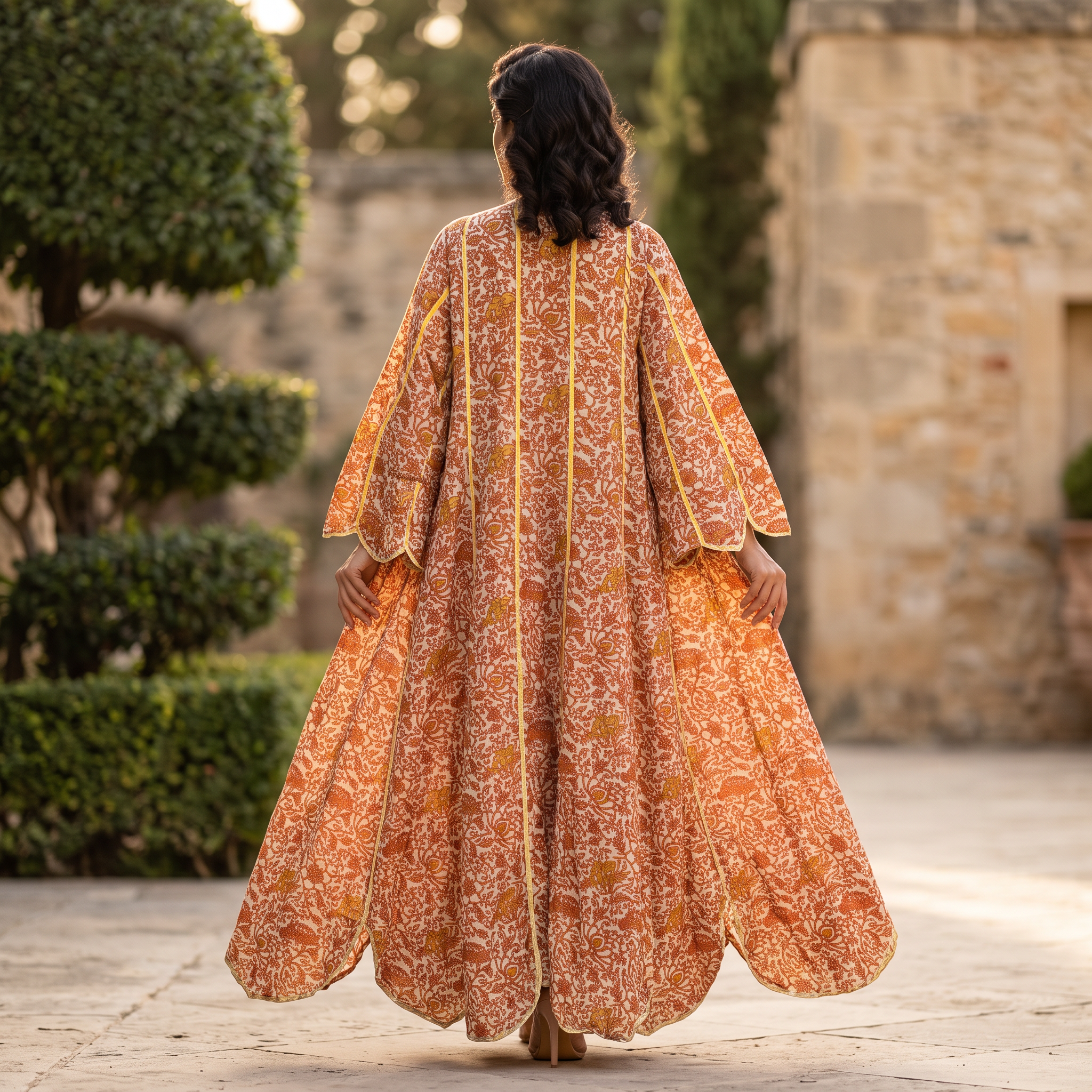 2XL/3XL Meher Crystal Printed Cotton Dress 57" Long Jalabiya RN 387