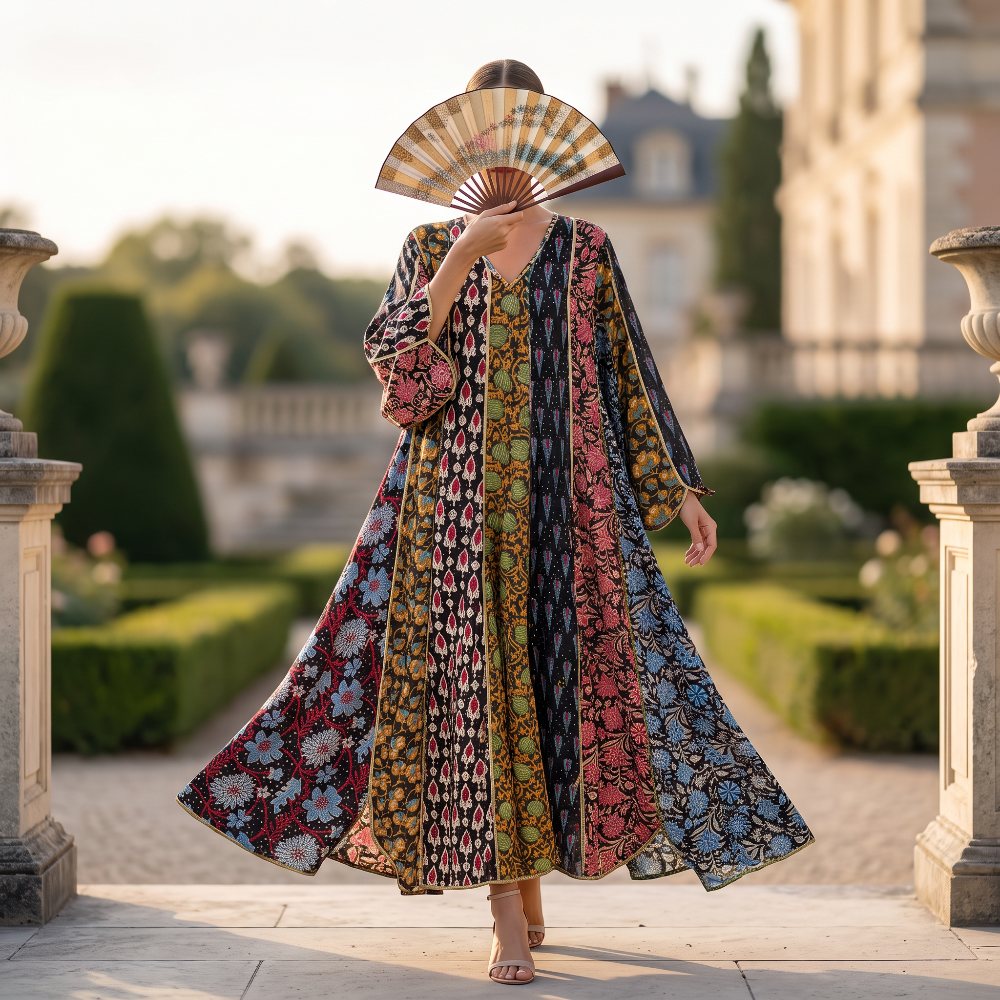 L-XL Crystal Meher Printed Cotton Dress 57" Long Jalabiya RN 388
