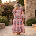 2XL/3XL Meher Crystal Printed Cotton Dress 57" Long Jalabiya RN 391