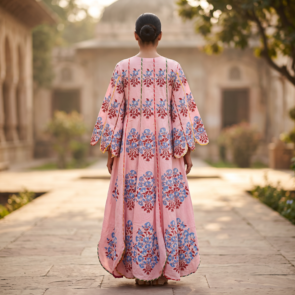 2XL/3XL Meher Crystal Printed Cotton Dress 57" Long Jalabiya RN 391
