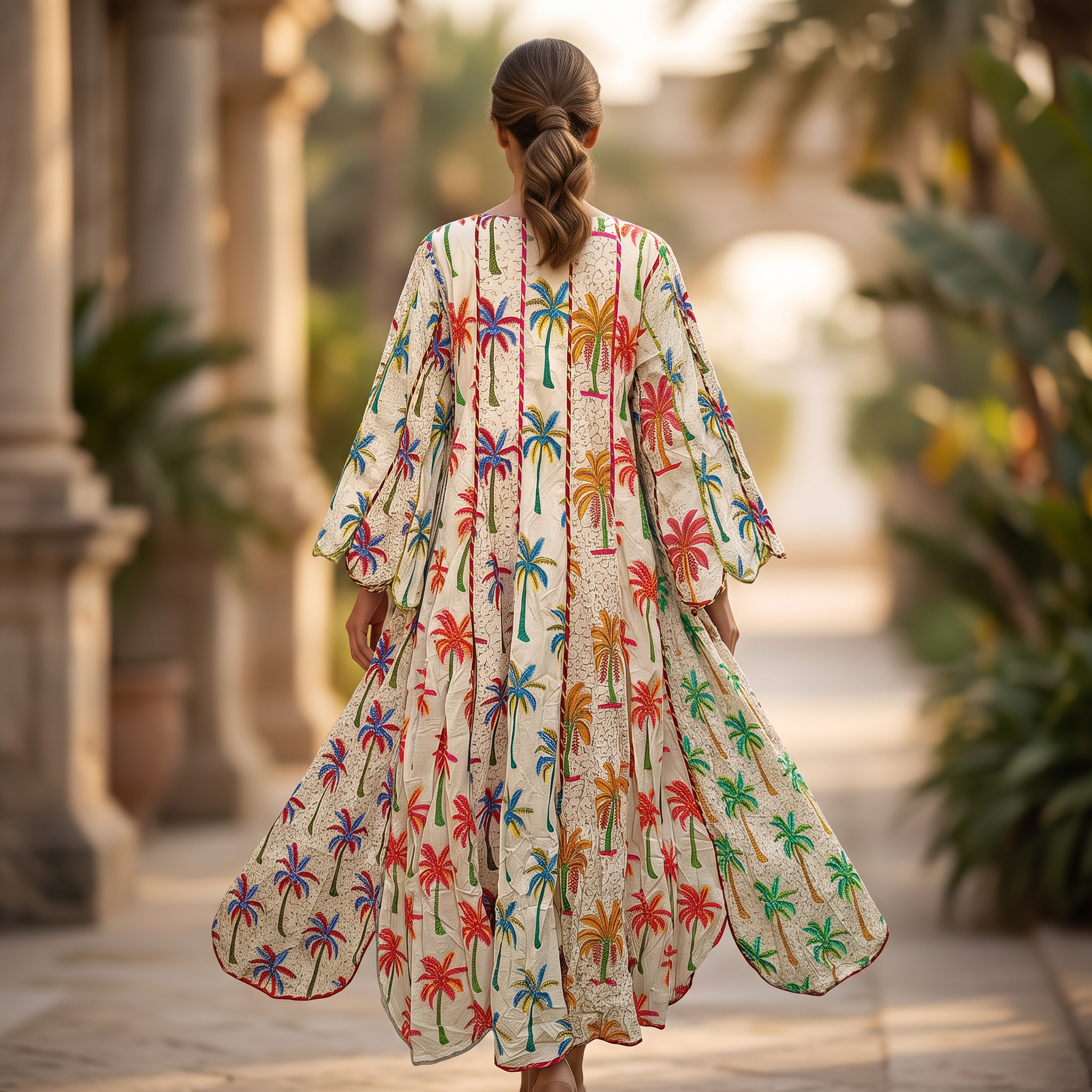 L-XL Crystal Meher Printed Cotton Dress 57" Long Jalabiya RN 393