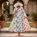 XS/S Meher Crystal Printed Cotton Dress 54" Long Jalabiya RN 395