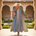 S/M Meher Crystal Printed Cotton Dress 57" Long Jalabiya RN 399
