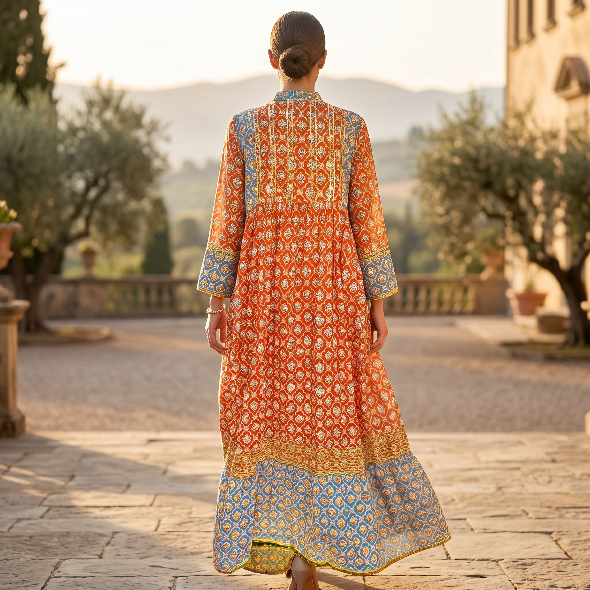 2XL-3XL Ebrah Printed Cotton Dress 57" Long Jalabiya RN 39