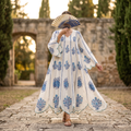 L-XL Crystal Meher Printed Cotton Dress 57" Long Jalabiya RN 401
