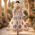 XS/S Meher Crystal Printed Cotton Dress 54" Long Jalabiya RN 409
