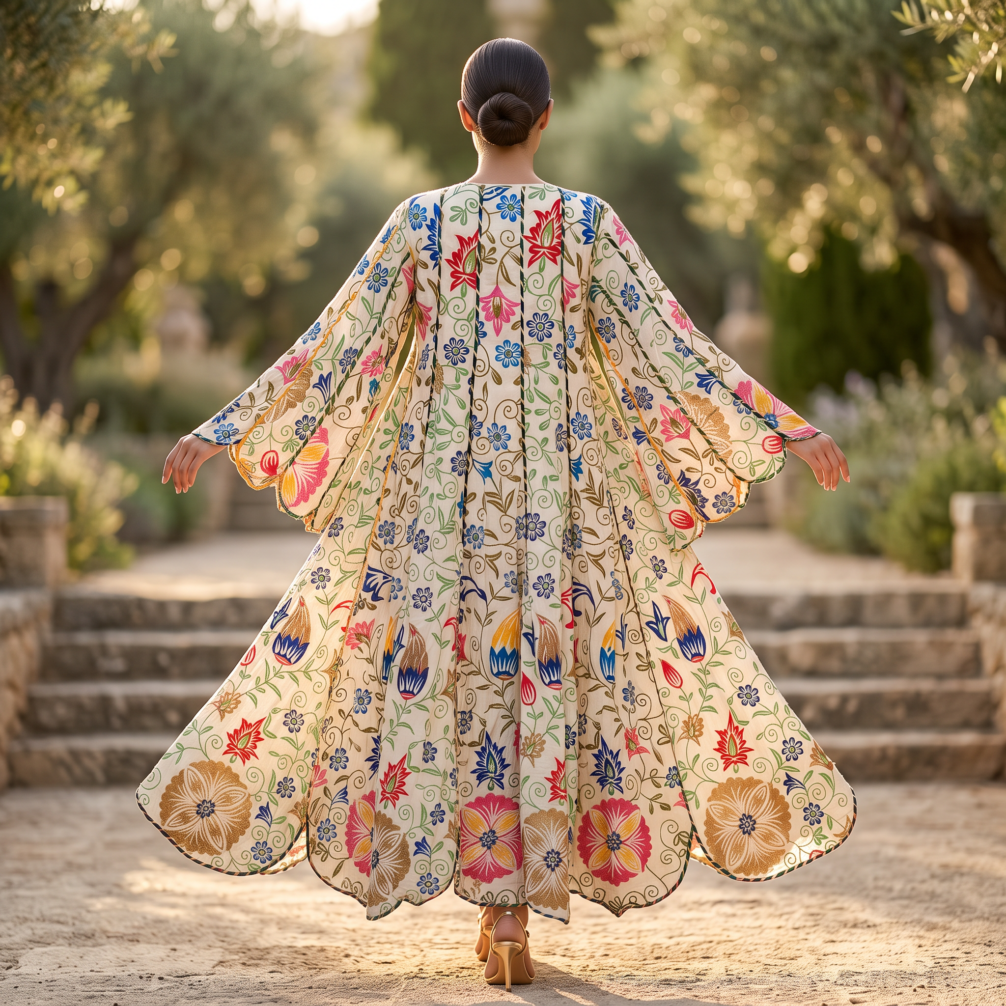 S/M Meher Crystal Printed Cotton Dress 57" Long Jalabiya RN 410