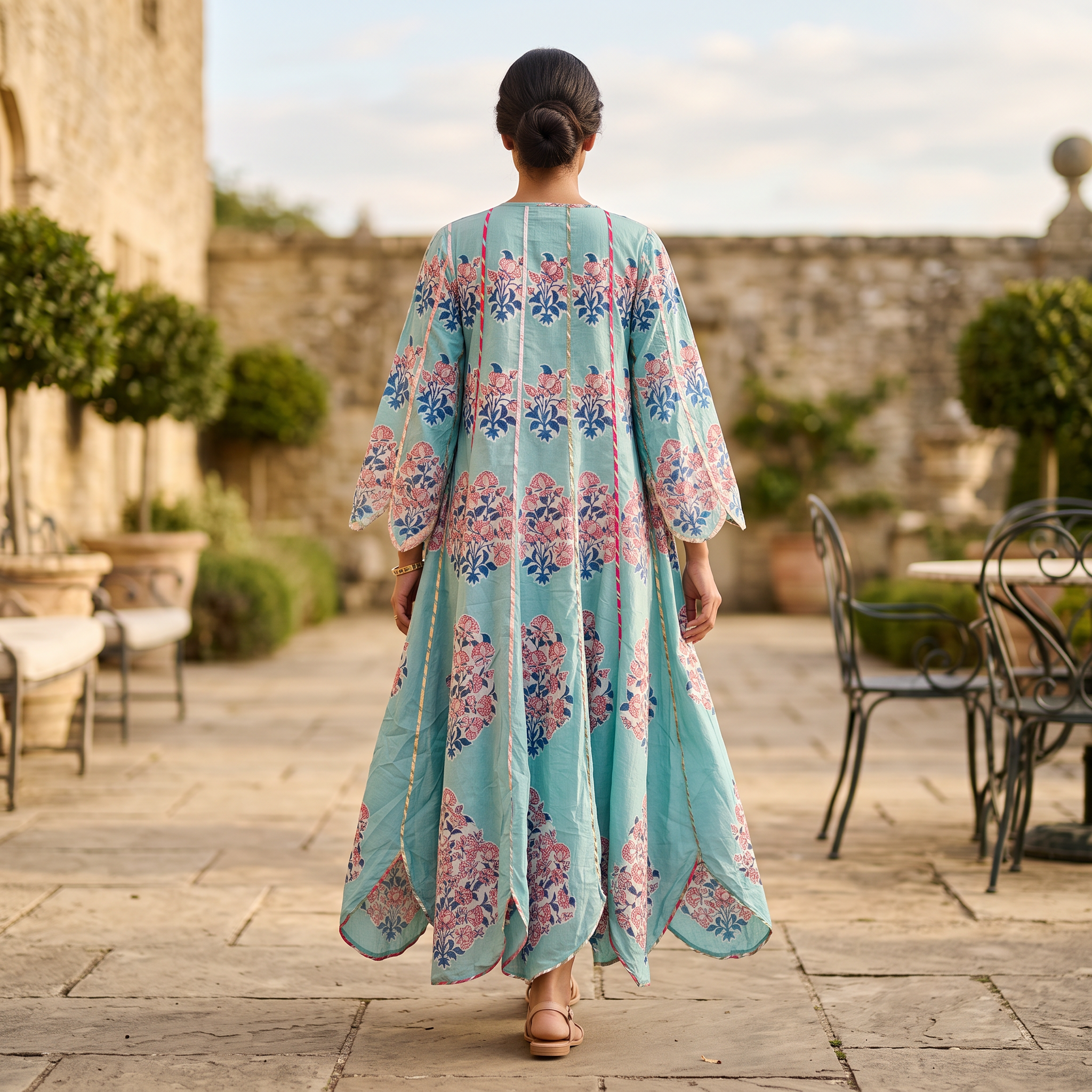 L/XL Meher Crystal Cotton Dress 57" Long Jalabiya RN 412