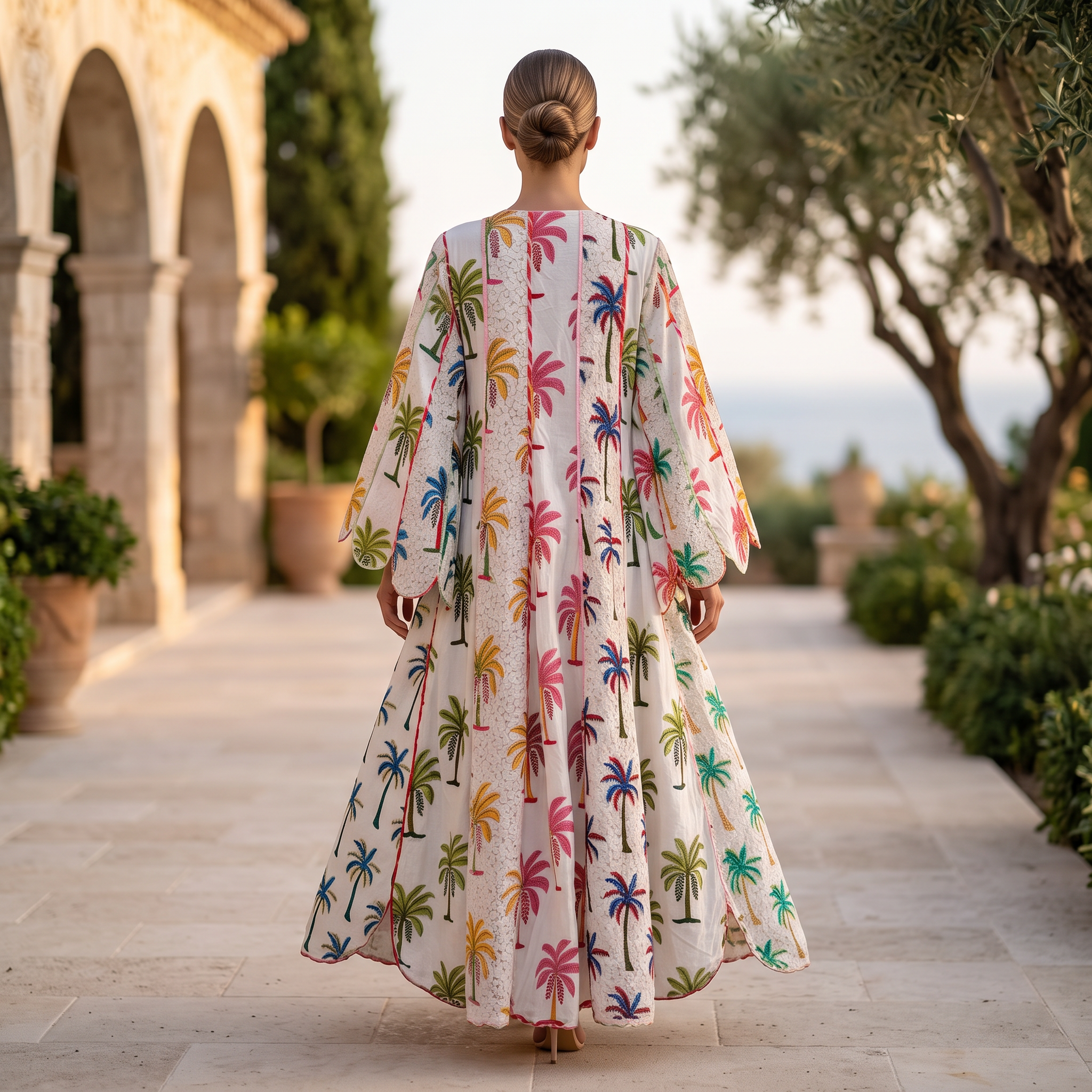L/XL Meher Crystal Cotton Dress 57" Long Jalabiya RN 414