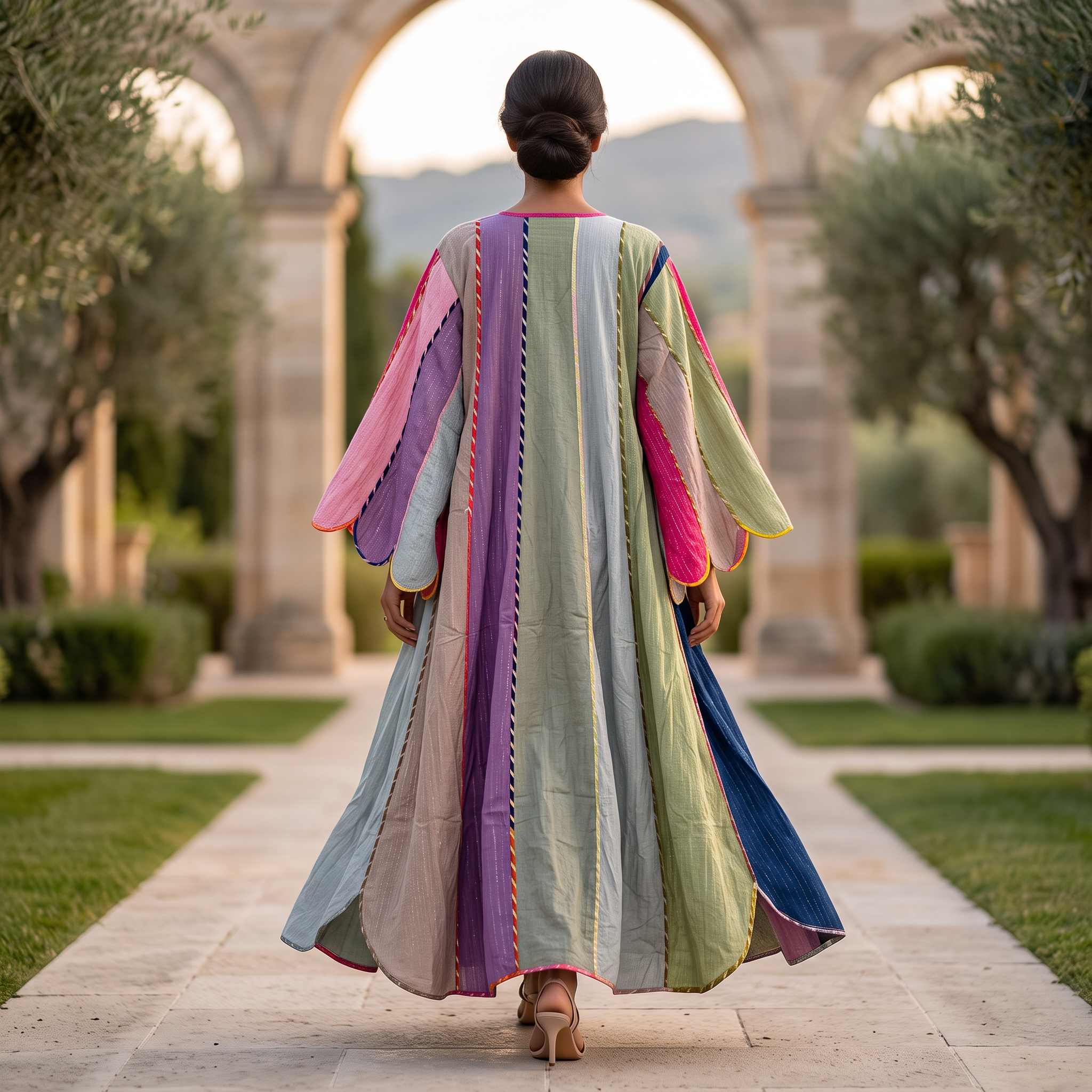 L-XL Crystal Meher Printed Cotton Dress 57" Long Jalabiya RN 416