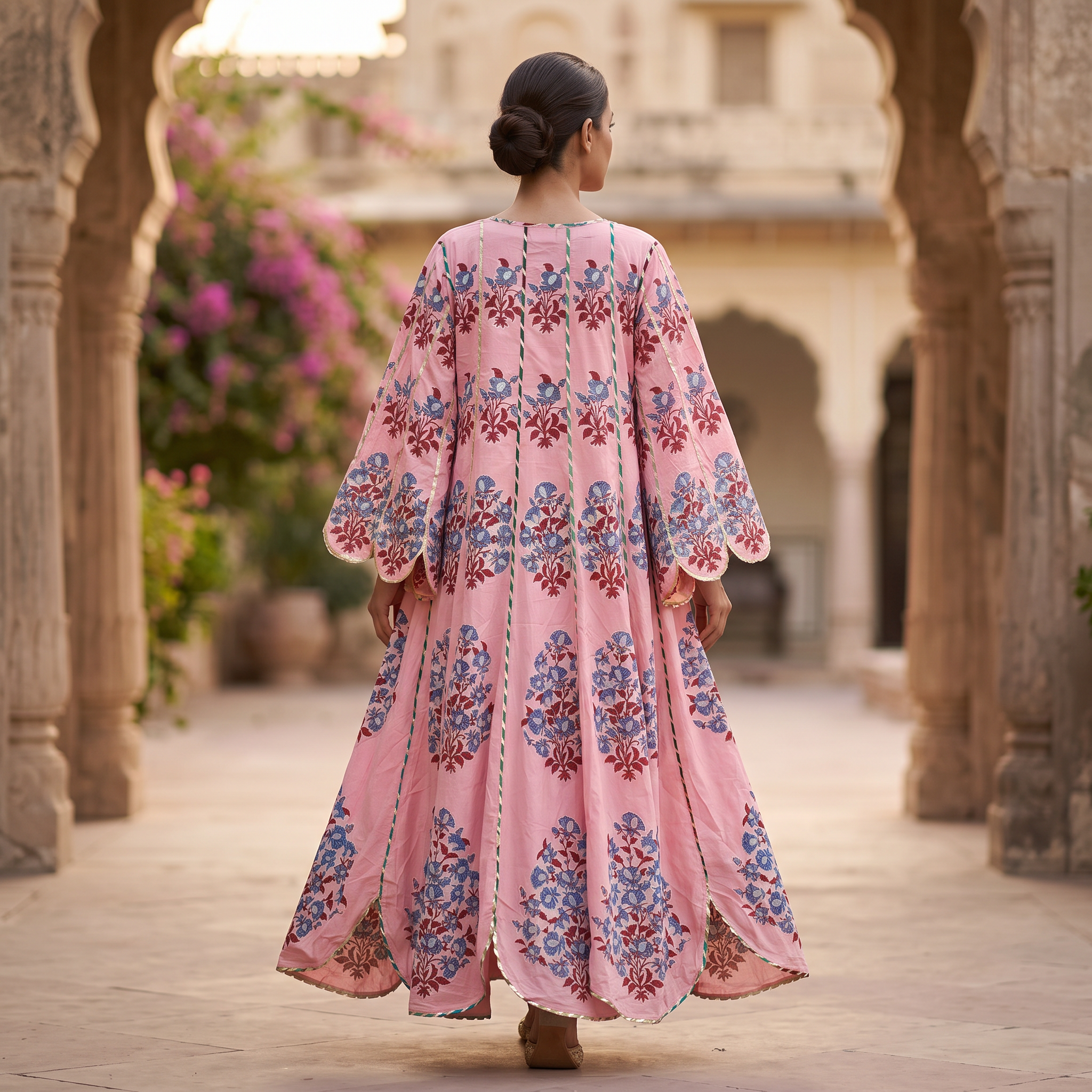 L-XL Crystal Meher Printed Cotton Dress 57" Long Jalabiya RN 423