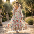 L-XL Crystal Meher Printed Cotton Dress 57" Long Jalabiya RN 427