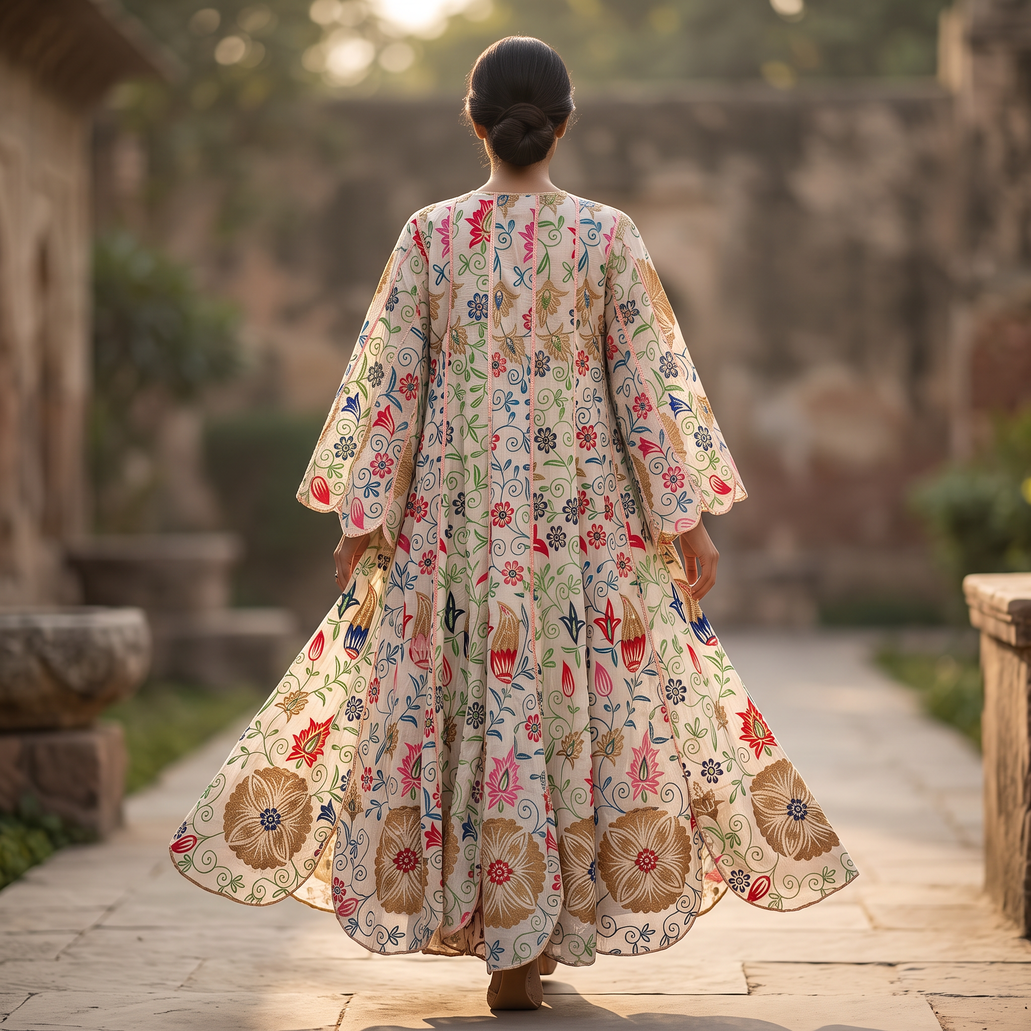 L-XL Crystal Meher Printed Cotton Dress 57" Long Jalabiya RN 427