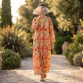 S-M Lara Printed Cotton Dress 57" Long Jalabiya RN 48