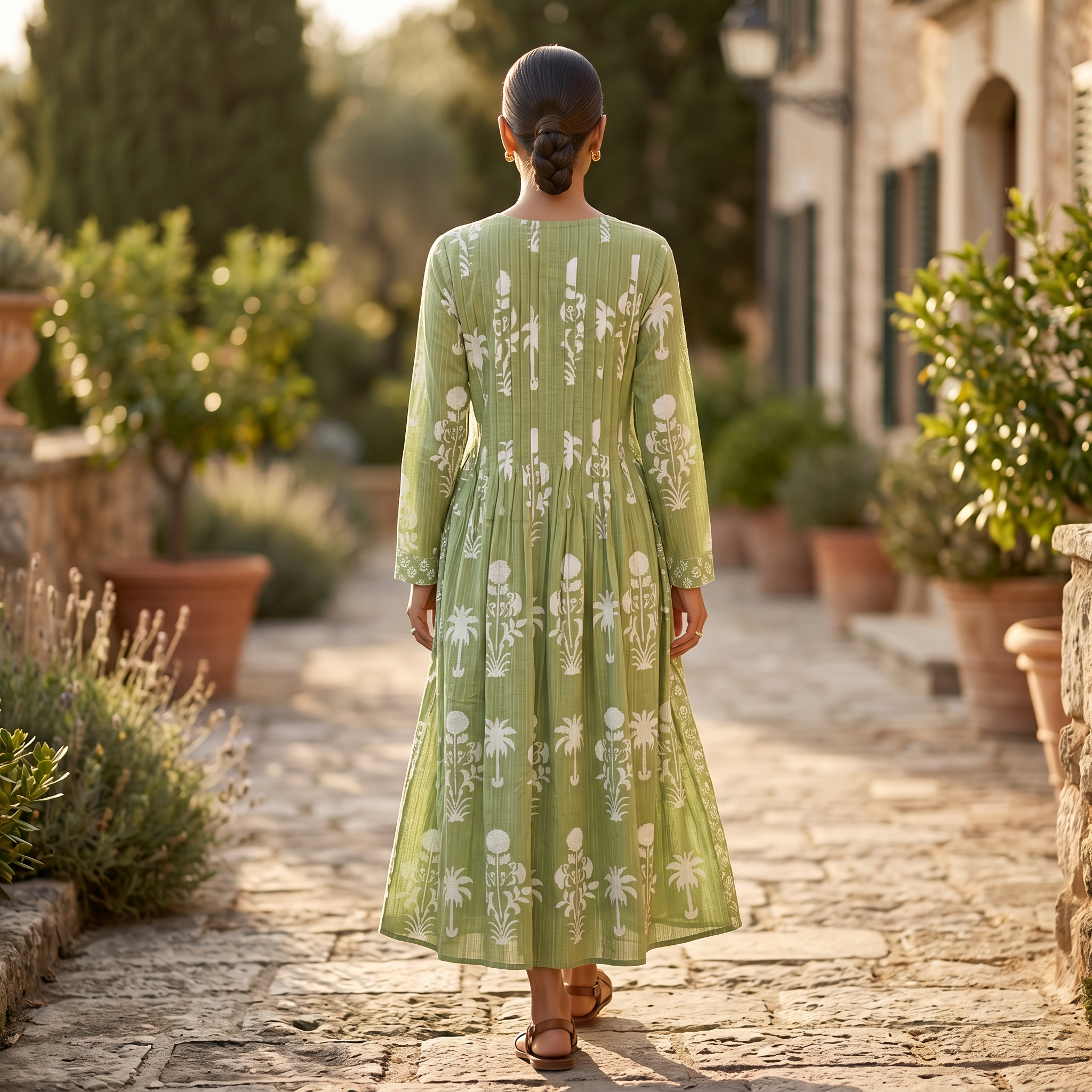 XS-S Aaron Printed Cotton Dress 54" Long Jalabiya RN 57