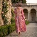 L-XL Harisa Printed Cotton Dress 57" Long Jalabiya RN 59