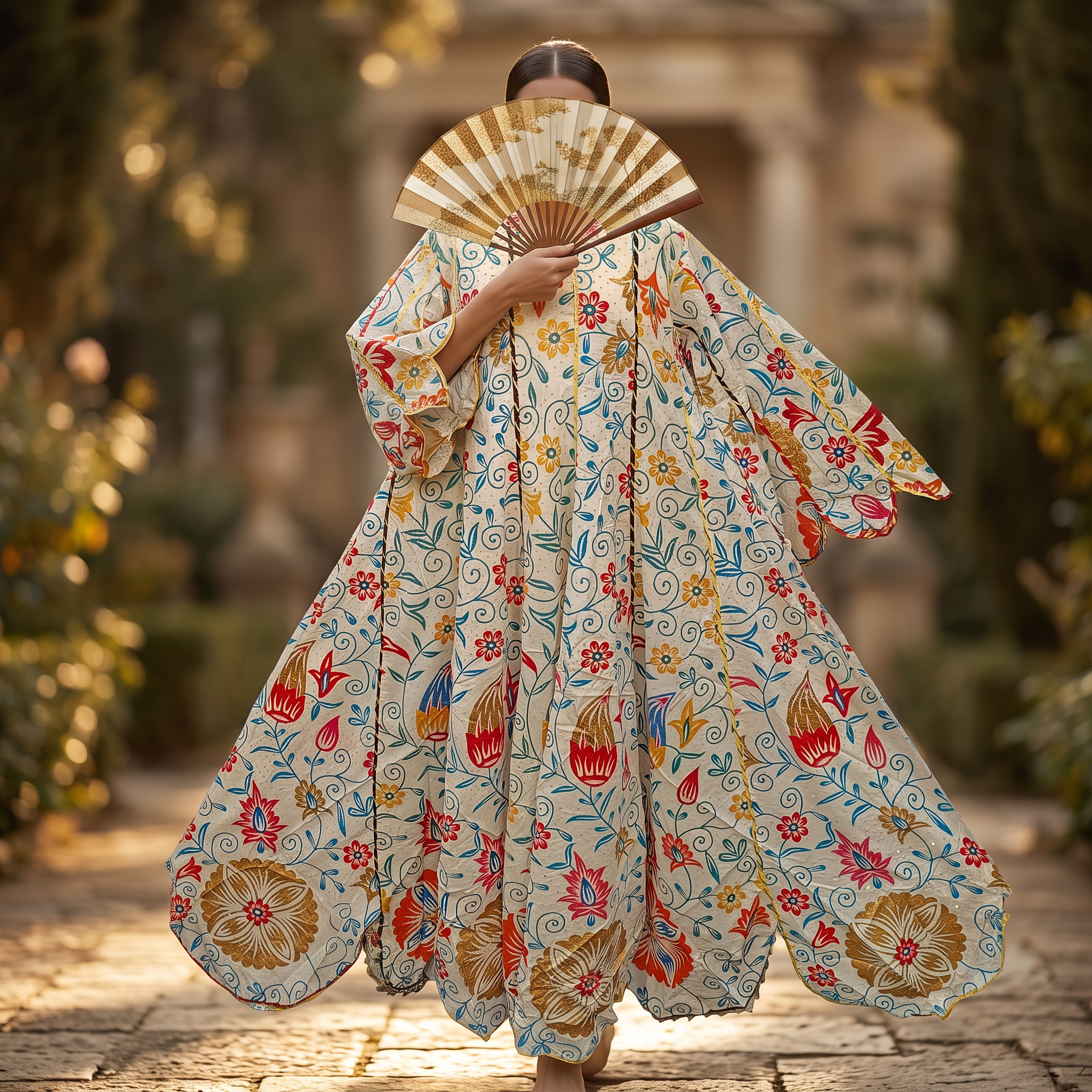 S/M Meher Crystal Printed Cotton Dress 57" Long Jalabiya RN 696