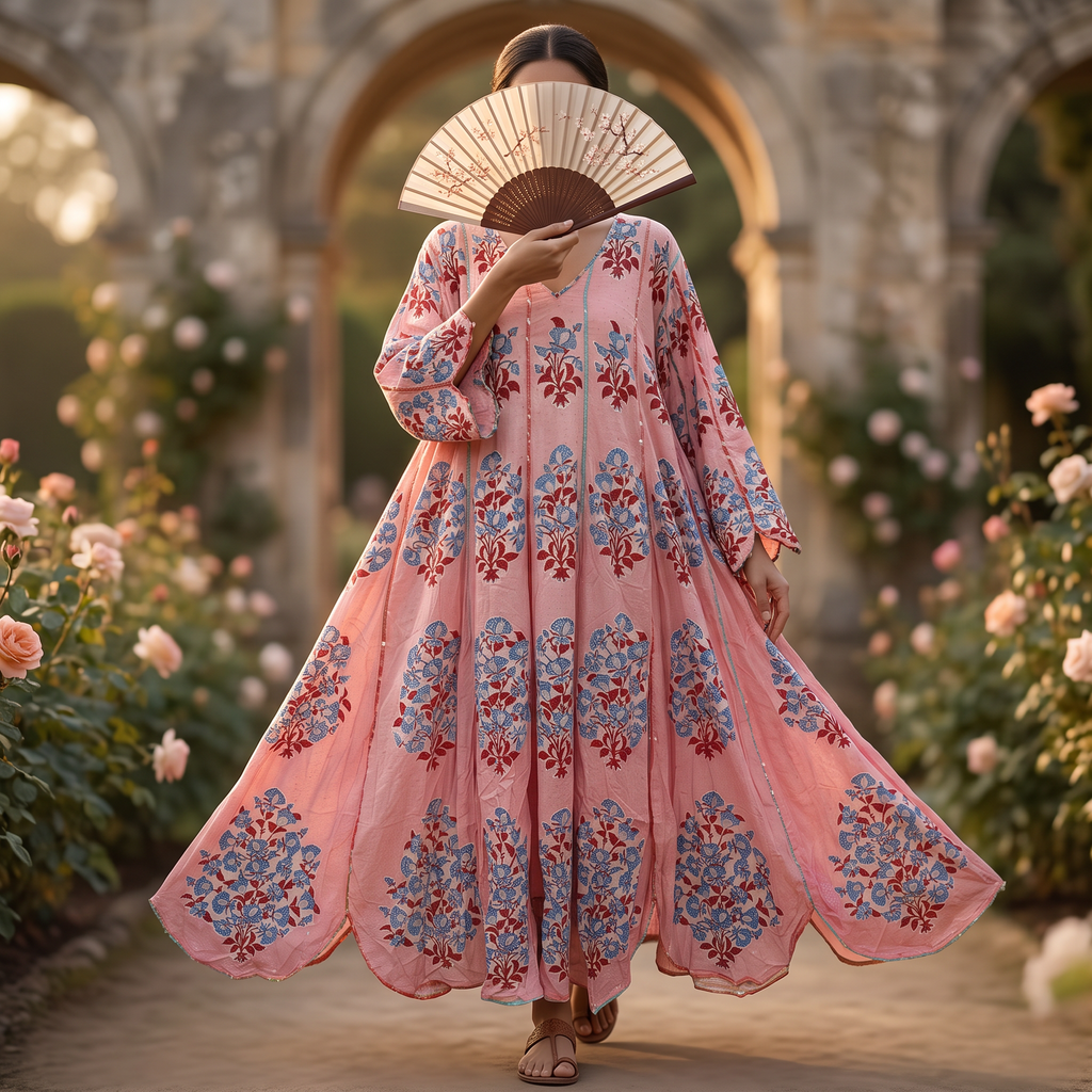 L/XL Meher Crystal Cotton Dress 57" Long Jalabiya RN 697