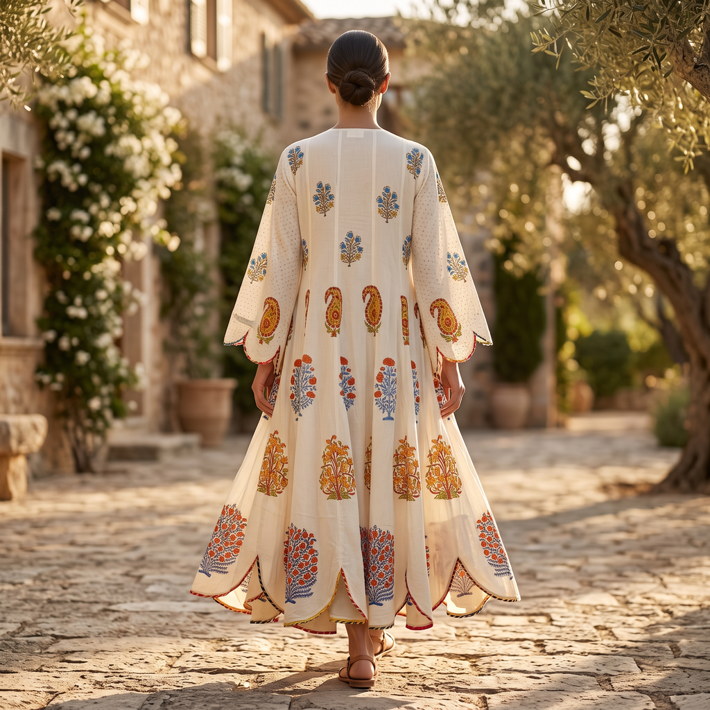 2XL/3XL Meher Crystal Cotton Dress 57" Long Jalabiya RN 699