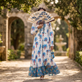 L-XL Wahida Printed Cotton Dress 57" Long Jalabiya RN 704