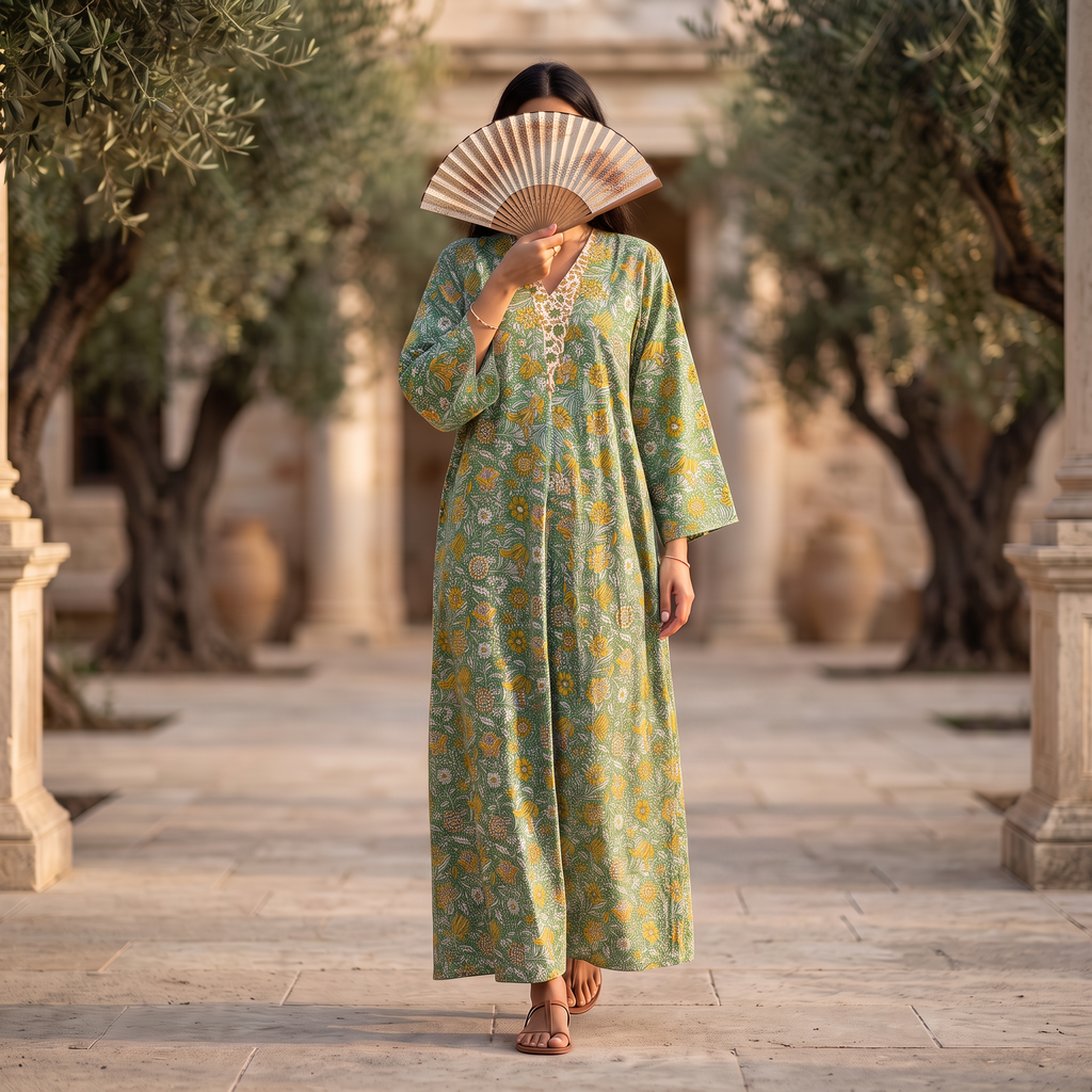Free Size Cotton Abaya & Inner Set length 57” Long RN 714