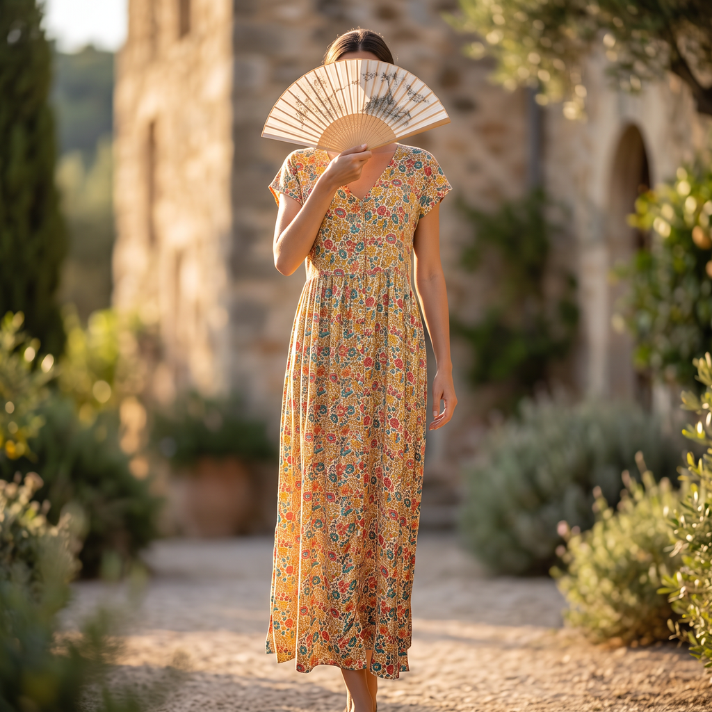 S-M Crystal Precious Printed Poly Silk Dress 57" Long Jalabiya RN 725