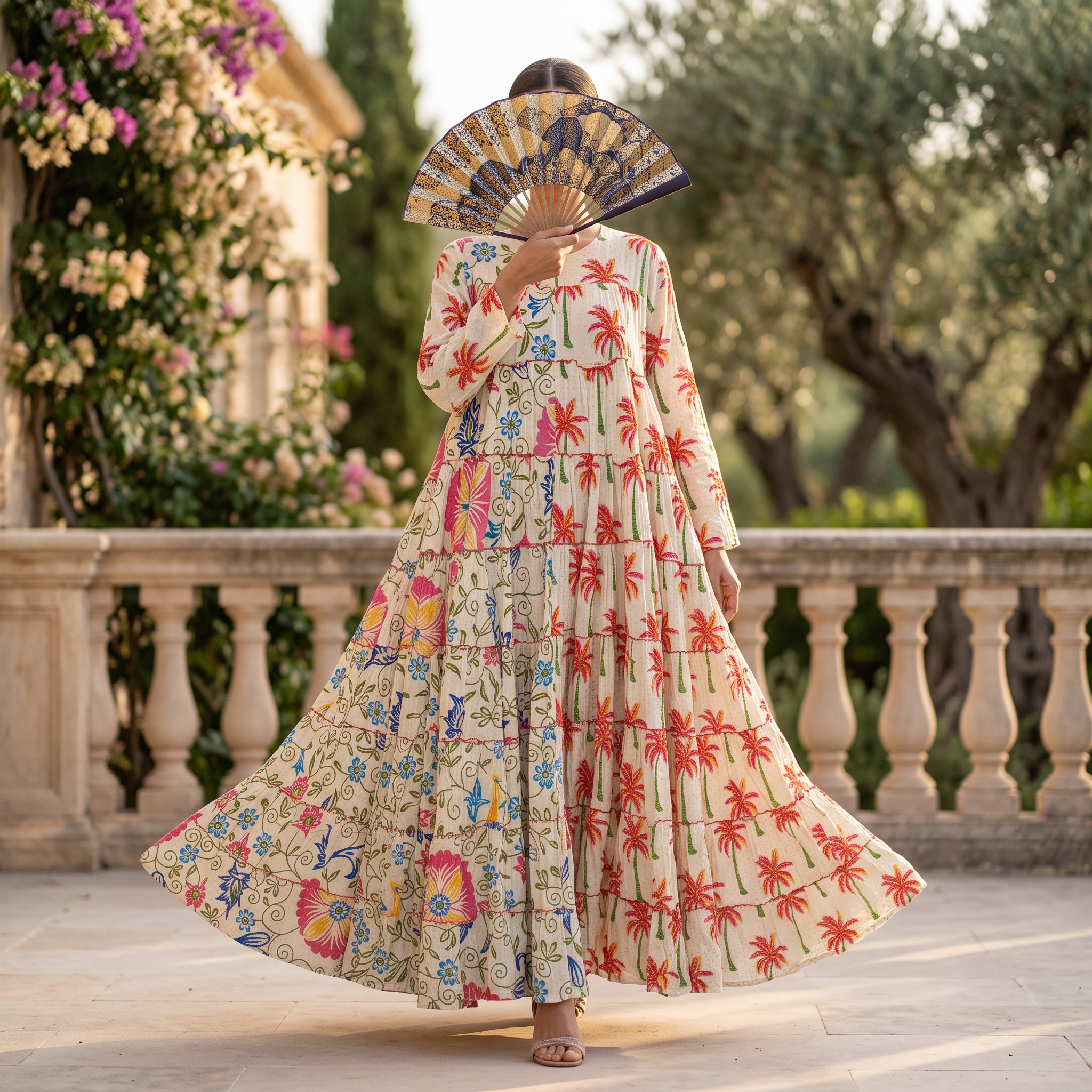L/XL Crystal Special Printed Cotton Dress 57" Long Jalabiya RN 731