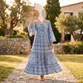 L-XL Gaby Printed Cotton Dress 57" Long Jalabiya RN 736