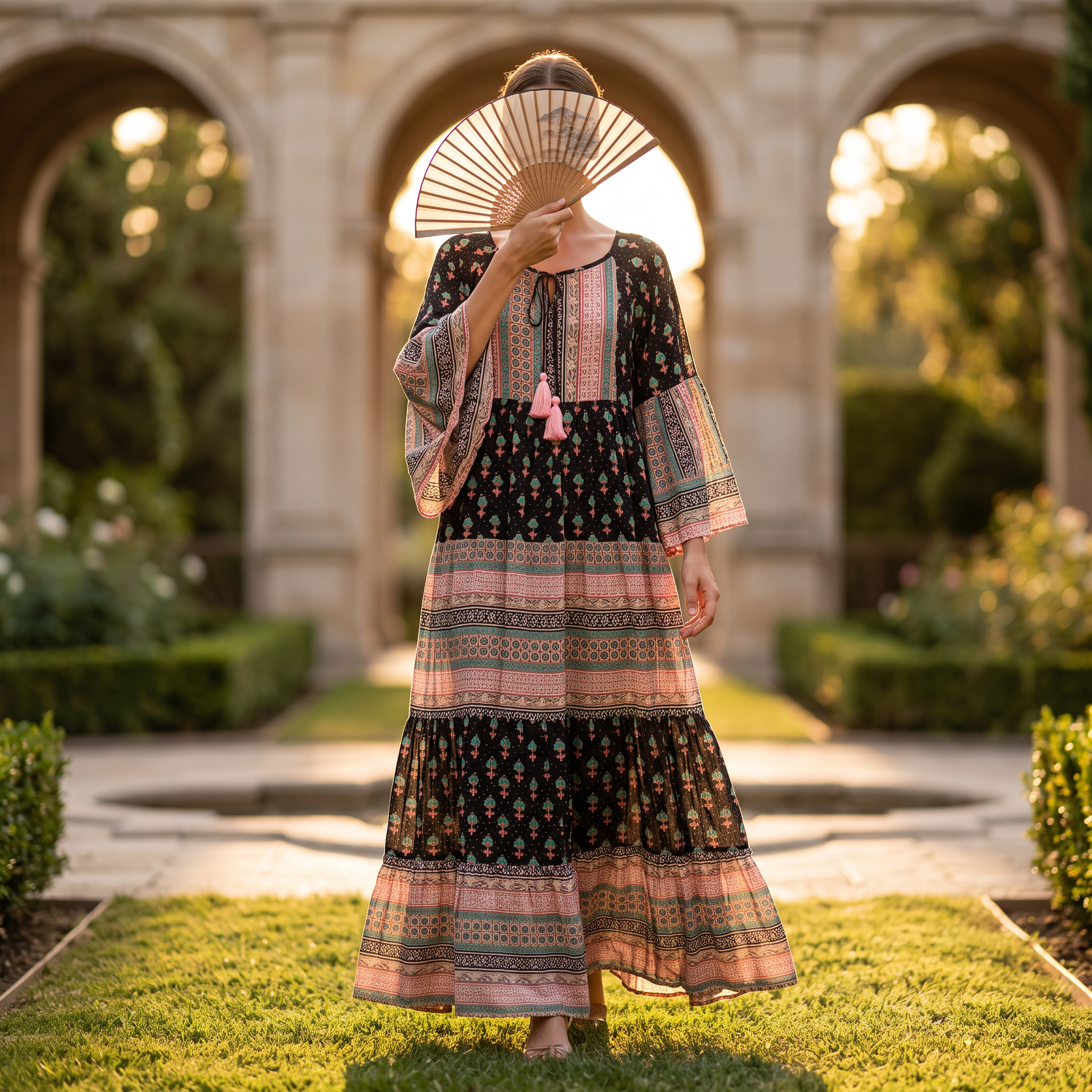 2XL/3XL Crystal Gaby Multi Printed Cotton Dress 57" Long Jalabiya RN 740
