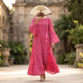 L-XL Cindrella Crystal Printed Cotton Dress 57" Long Jalabiya RN 743