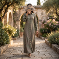 XS-S Tansy Crystal Printed Cotton Dress 54" Long Jalabiya RN 749
