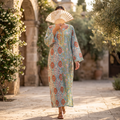 2XL/3XL Noorain Crystal Printed Cotton Dress 57" Long Jalabiya RN 751